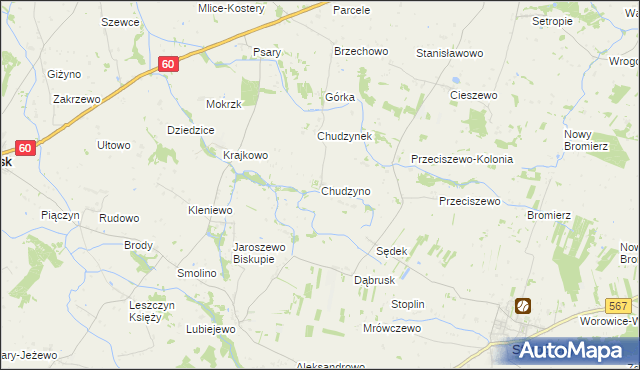 mapa Chudzyno, Chudzyno na mapie Targeo