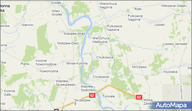 mapa Chutkowice, Chutkowice na mapie Targeo