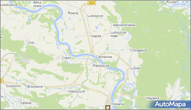 mapa Ciechanów gmina Jemielno, Ciechanów gmina Jemielno na mapie Targeo