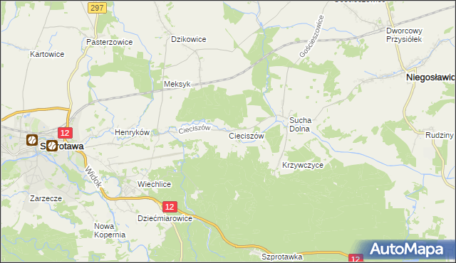 mapa Cieciszów, Cieciszów na mapie Targeo