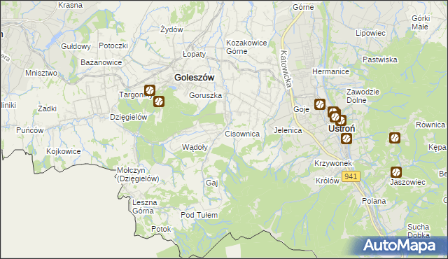 mapa Cisownica, Cisownica na mapie Targeo