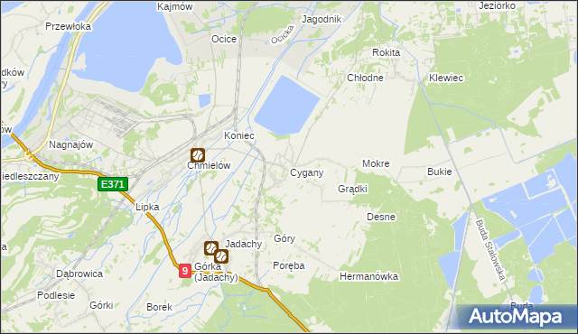 mapa Cygany gmina Nowa Dęba, Cygany gmina Nowa Dęba na mapie Targeo