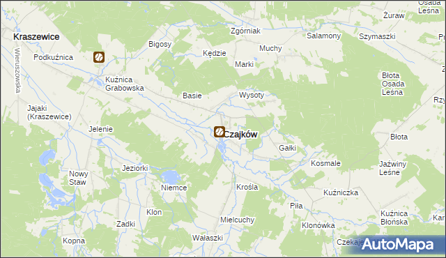 mapa Czajków powiat ostrzeszowski, Czajków powiat ostrzeszowski na mapie Targeo