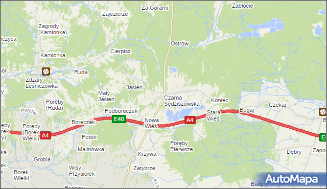 mapa Czarna Sędziszowska, Czarna Sędziszowska na mapie Targeo