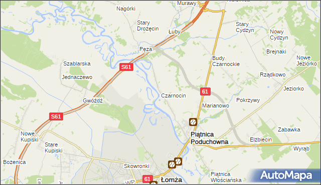 mapa Czarnocin gmina Piątnica, Czarnocin gmina Piątnica na mapie Targeo