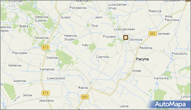 mapa Czarnów gmina Pacyna, Czarnów gmina Pacyna na mapie Targeo