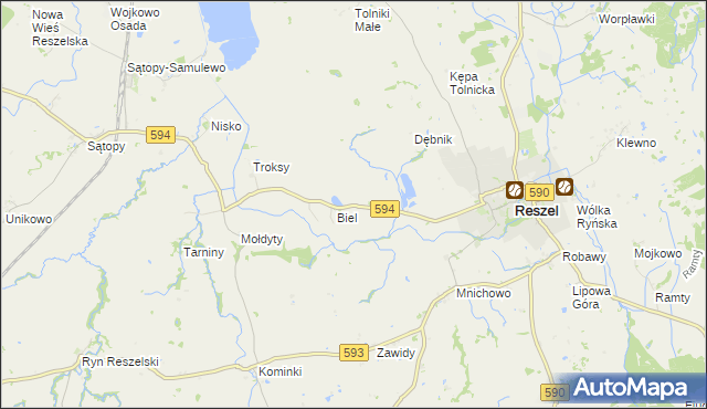 mapa Czarnowiec gmina Reszel, Czarnowiec gmina Reszel na mapie Targeo