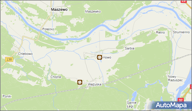 mapa Czarnowo gmina Krosno Odrzańskie, Czarnowo gmina Krosno Odrzańskie na mapie Targeo