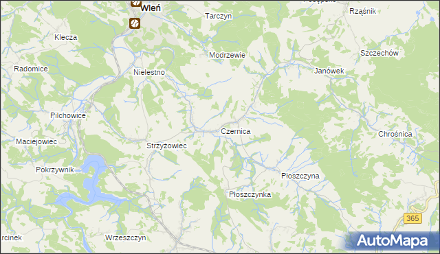 mapa Czernica gmina Jeżów Sudecki, Czernica gmina Jeżów Sudecki na mapie Targeo