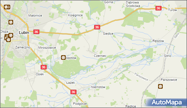 mapa Czerniec gmina Lubin, Czerniec gmina Lubin na mapie Targeo