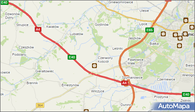 mapa Czerwony Kościół, Czerwony Kościół na mapie Targeo