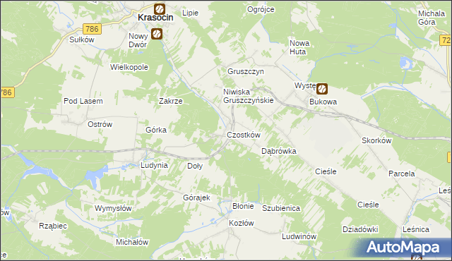 mapa Czostków gmina Krasocin, Czostków gmina Krasocin na mapie Targeo