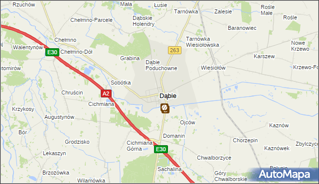 mapa Dąbie powiat kolski, Dąbie powiat kolski na mapie Targeo