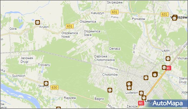 mapa Dąbrowa Chotomowska, Dąbrowa Chotomowska na mapie Targeo