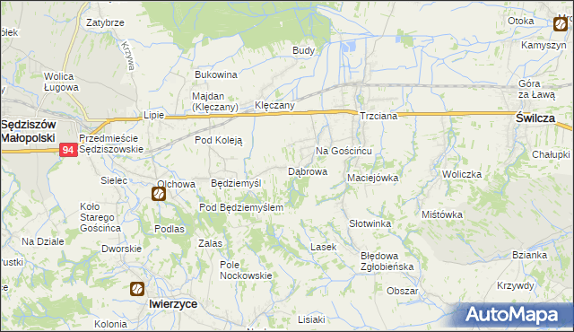 mapa Dąbrowa gmina Świlcza, Dąbrowa gmina Świlcza na mapie Targeo