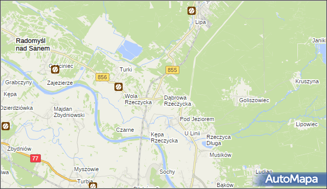 mapa Dąbrowa Rzeczycka, Dąbrowa Rzeczycka na mapie Targeo
