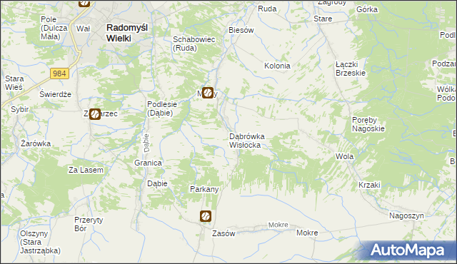 mapa Dąbrówka Wisłocka, Dąbrówka Wisłocka na mapie Targeo