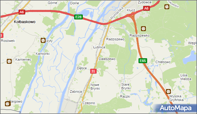 mapa Daleszewo, Daleszewo na mapie Targeo