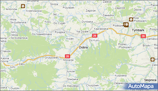 mapa Dobra powiat limanowski, Dobra powiat limanowski na mapie Targeo