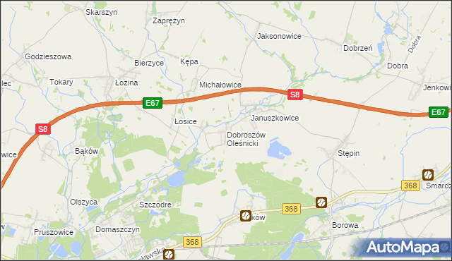 mapa Dobroszów Oleśnicki, Dobroszów Oleśnicki na mapie Targeo