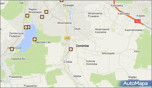 mapa Dominów gmina Głusk, Dominów gmina Głusk na mapie Targeo