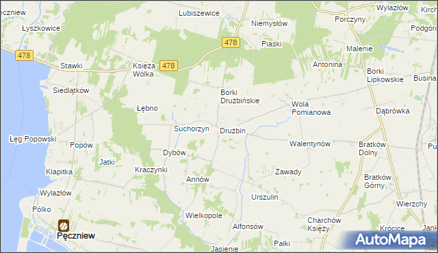mapa Drużbin, Drużbin na mapie Targeo