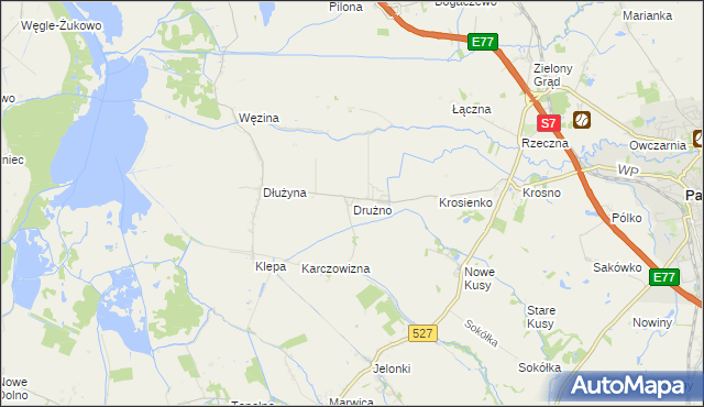 mapa Drużno, Drużno na mapie Targeo