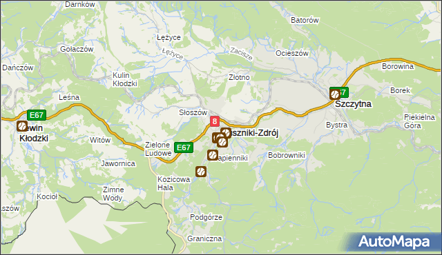 mapa Duszniki-Zdrój, Duszniki-Zdrój na mapie Targeo