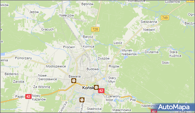 mapa Dyszów, Dyszów na mapie Targeo