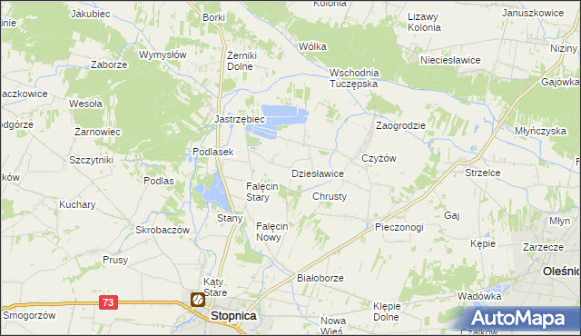 mapa Dziesławice gmina Stopnica, Dziesławice gmina Stopnica na mapie Targeo