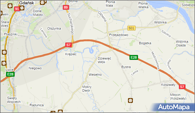 mapa Dziewięć Włók, Dziewięć Włók na mapie Targeo