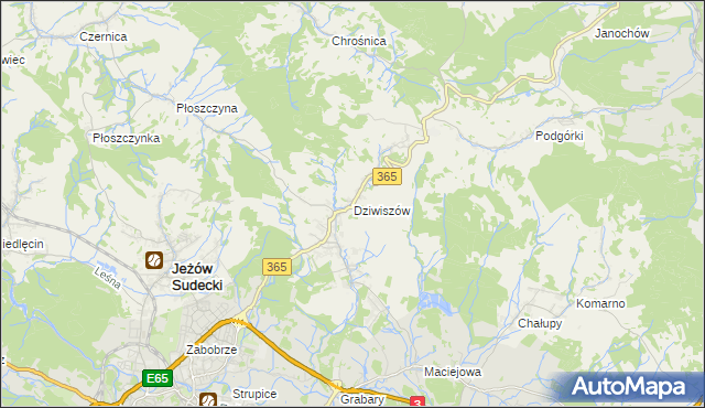 mapa Dziwiszów, Dziwiszów na mapie Targeo