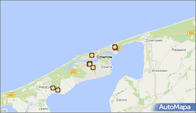 mapa Dziwnów, Dziwnów na mapie Targeo