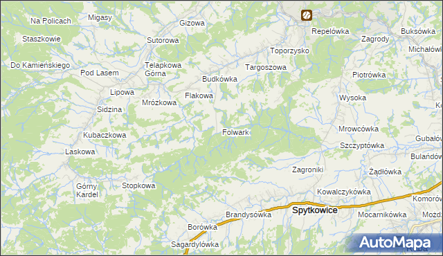 mapa Folwark gmina Jordanów, Folwark gmina Jordanów na mapie Targeo