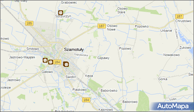 mapa Gąsawy, Gąsawy na mapie Targeo