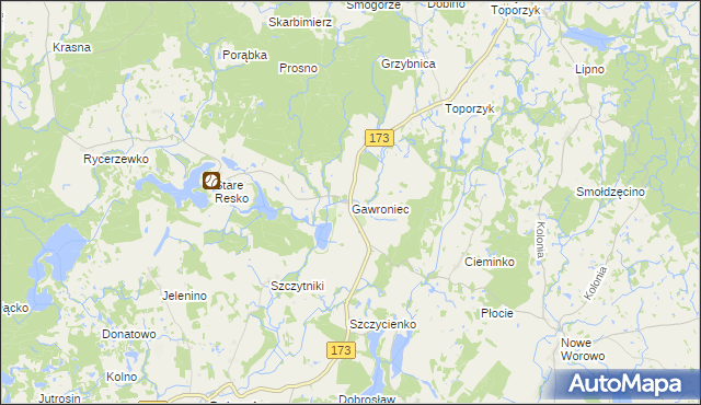 mapa Gawroniec gmina Połczyn-Zdrój, Gawroniec gmina Połczyn-Zdrój na mapie Targeo