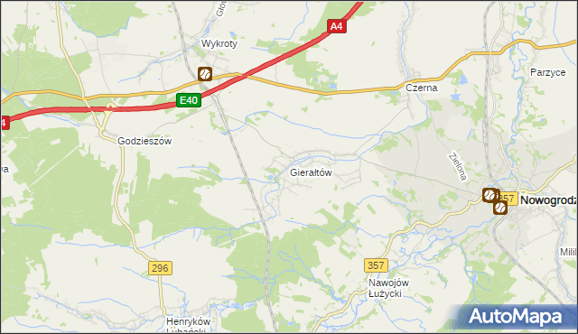 mapa Gierałtów, Gierałtów na mapie Targeo