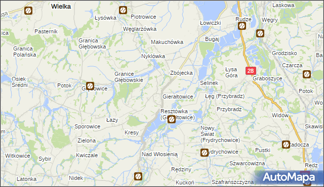 mapa Gierałtowice gmina Wieprz, Gierałtowice gmina Wieprz na mapie Targeo