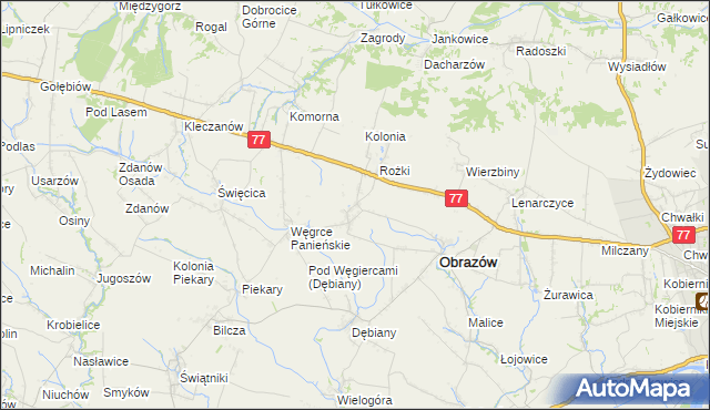 mapa Głazów gmina Obrazów, Głazów gmina Obrazów na mapie Targeo