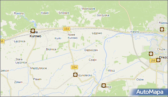 mapa Głęboczek gmina Stare Kurowo, Głęboczek gmina Stare Kurowo na mapie Targeo