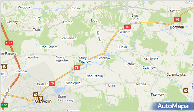 mapa Głosków gmina Borowie, Głosków gmina Borowie na mapie Targeo