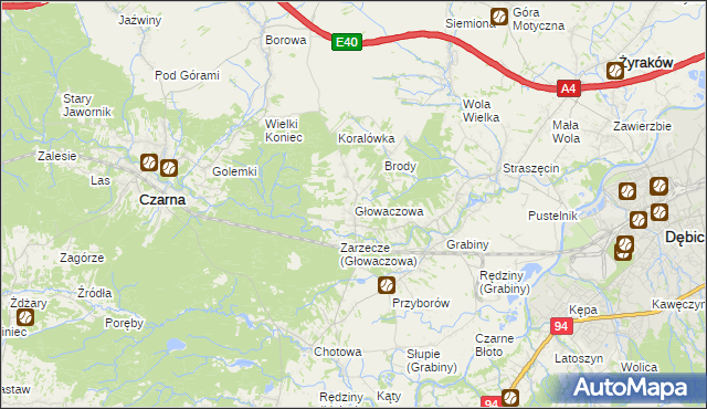 mapa Głowaczowa, Głowaczowa na mapie Targeo