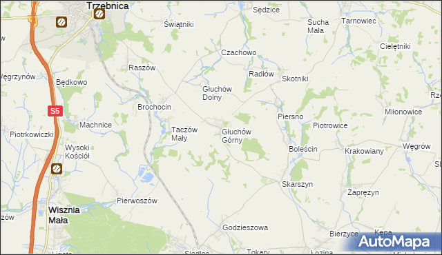 mapa Głuchów Górny, Głuchów Górny na mapie Targeo