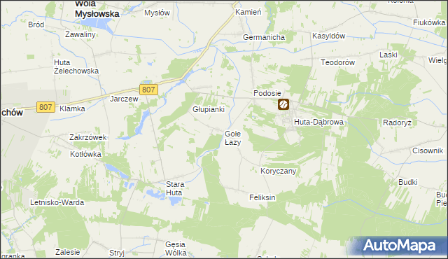 mapa Gołe Łazy, Gołe Łazy na mapie Targeo