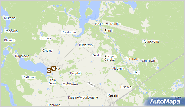 mapa Górki gmina Karsin, Górki gmina Karsin na mapie Targeo