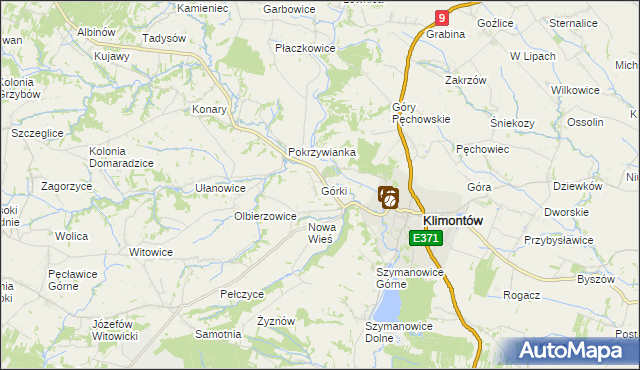 mapa Górki gmina Klimontów, Górki gmina Klimontów na mapie Targeo