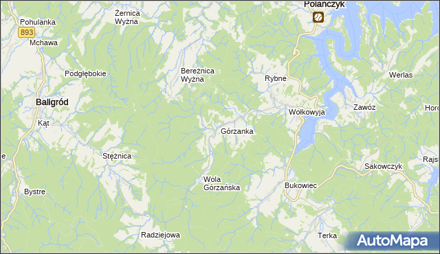 mapa Górzanka, Górzanka na mapie Targeo
