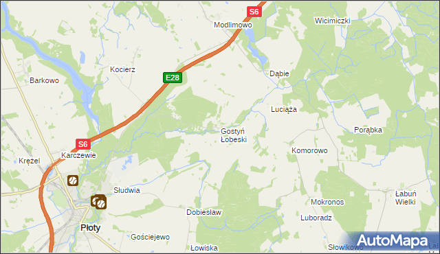 mapa Gostyń Łobeski, Gostyń Łobeski na mapie Targeo