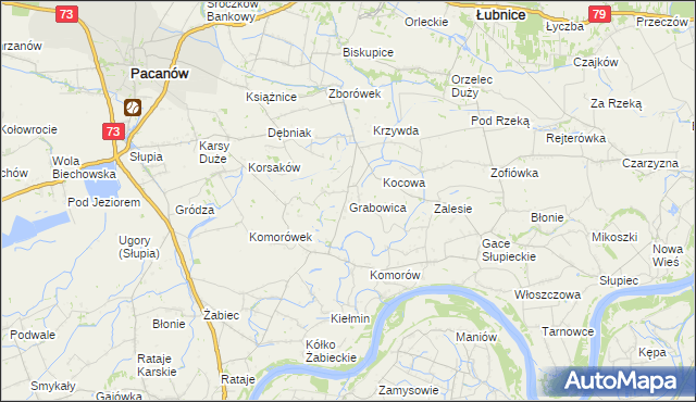 mapa Grabowica gmina Pacanów, Grabowica gmina Pacanów na mapie Targeo