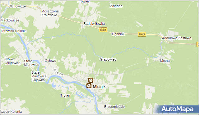 mapa Grabowiec gmina Mielnik, Grabowiec gmina Mielnik na mapie Targeo